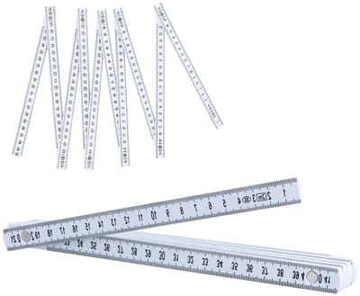 Vouwmeter 2m - Dubbelzijdige metrische schaal voor meten, uitbreidbare plastic meetlat voor houtbewerking en constructie, 10 segmenten
