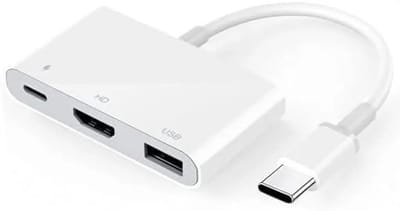 Deze USB-C HDMI 3-in-1 adapter ondersteunt 4K HDMI-uitvoer, PD-snelladen en USB 3.0-hubfunctionaliteit. Hij is compatibel met Geschikt voor iPhone 15/16/17, iPad en laptops.