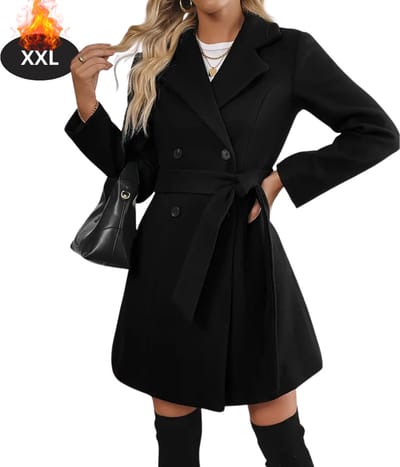 Livano Mantel Dames - Tussenmantel - Jas - Mantelpakje - Trenchcoat - Overjas - Overcoat - Winter - Zwart - XL