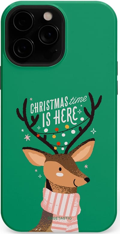 Casetastic hoesje geschikt voor Apple iPhone 13 Pro Max - MagSafe - Dubbellaagse bescherming - Rudolf het Rendier op het groen - Fashion Case - Turquoise Perzik Donkergroen