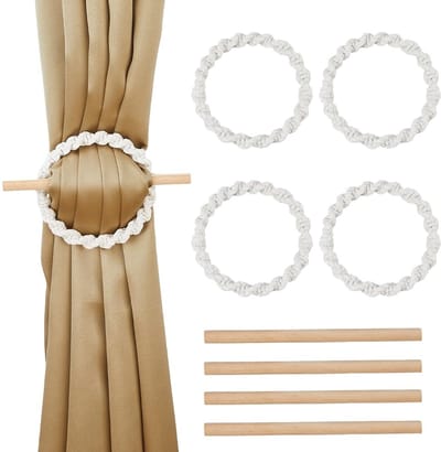 Dailygoods- Gordijnhouders Creatief - Rustieke Decoratieve Gordijnhouders - Houten Stok - Geschikt voor Dikke Gordijnen - Gemengde Kleur - Hoog Draagvermogen - Gordijnsteunen