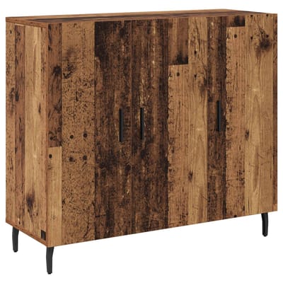 vidaXL - Dressoir - Oudhout - 90 - x - 34 - x - 80 - cm - Bewerkt - hout