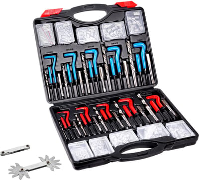 Helicoil Schroefdraadreparatieset, 338-Delige Sae/metrische Schroefdraadgereedschapsset, M5-M12, 1/4“-1/2”, Hss-Boren, Schroefdraadinzetstukken, Tapboren En Montagegereedschap