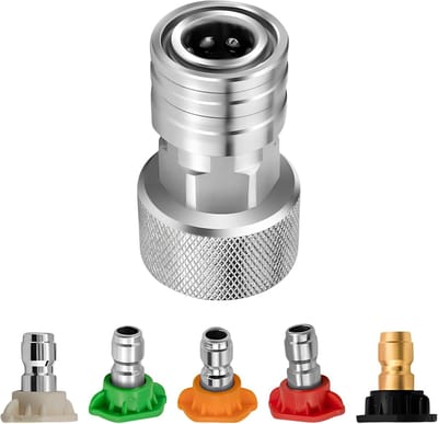 Hogedrukreiniger Adapter - Slang Converter - Tuin Reinigen - Gekartelde Grip - 3/4 naar 1/4 Inch - Zilver