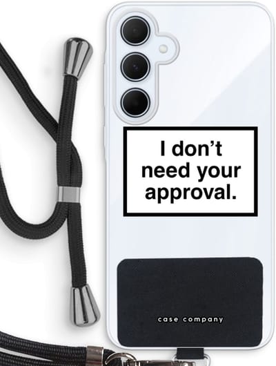 Case Company® - Hoesje met koord geschikt voor Samsung Galaxy A35 hoesje met Koord - Don't need approval - Telefoonhoesje met Zwart Koord - Bescherming aan alle Kanten en Over de Schermrand