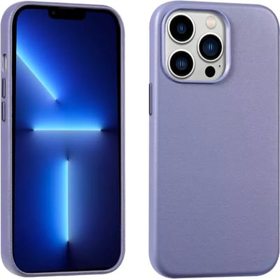 Hoesje geschikt voor iPhone 14 Pro Hoesje Licht Paars - Lederen Magsafe hoesje geschikt voor iPhone 14 Pro - Lavender - Leder