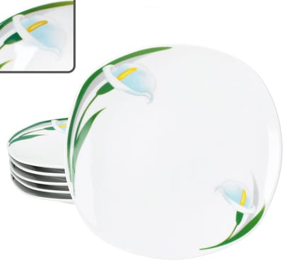 MamboCat Set van 6 WITTE CALLA porseleinen gebaksbordjes 6 personen