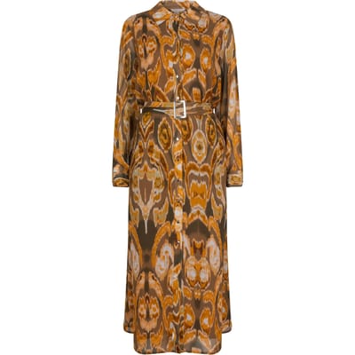 EsQualo Dress Long Dreamscape Print Maat: 36 | Blousejurken Outlet | Dames | Bruin