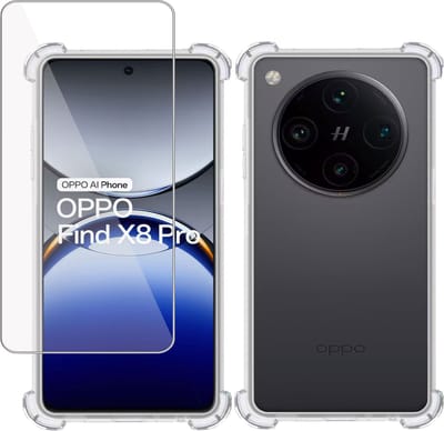 Hoesje + Screenprotector geschikt voor OPPO Find X8 – Tempered Glass - Extreme Shock Case Transparant