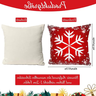 Decoratieve Kerstkussenset van 4 Stuks, 45 x 45 cm, Perfect voor Feestelijke Versiering en Sfeer