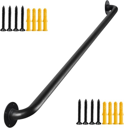 Zwarte Handrail 45 inch - Industriële Buis Trapleuning voor Binnen en Buiten Trap – Antislip Wandbeugel