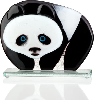 Glassculptuur - Glazen Panda - Glasobject - Sculptuur - Fusing glas Panda - 13cm