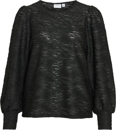Vila Blouse Vifina L/s O-neck Top - Noos 14107438 Black Dames Maat - XS
