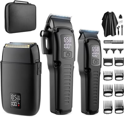 HAUSS SPOLE Haarknipper-Heren Tondeuse-Met Precisie Trimmer Voor Baard En Lichaam-Thuisgebruik En Reizen-LED Display -3-in-1 Scheerapparaat Met T-Blad-Compact Formaat-ABS-Zwart