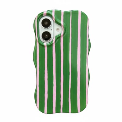 Casemania Hoesje Geschikt voor Apple iPhone 16 - Wave Edge Back Cover - Groen - Golvend Telefoonhoes met Shockproof Bescherming