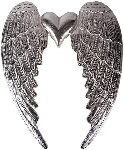 Clayre & Eef Wanddecoratie Vleugels 38x3x46 cm Zilverkleurig Aluminium