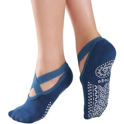Chaussettes de Yoga sans Orteils pour Femmes avec Grips Bandage Antidérapant Chaussettes de Sport Danse Classique Latine Barre Pilates Équipement de Fitness Chaussettes de Sol