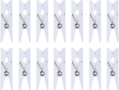 Mini Foto Clips - Houten Knijpers - Decoratie Ophangen - Fijne Afwerking - 100 Stuks - Wit