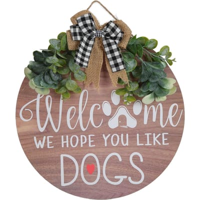 Deurhangerbord Composiethout Deurhanger Ornament Krans voor HuisdeurdecoratieBruin
