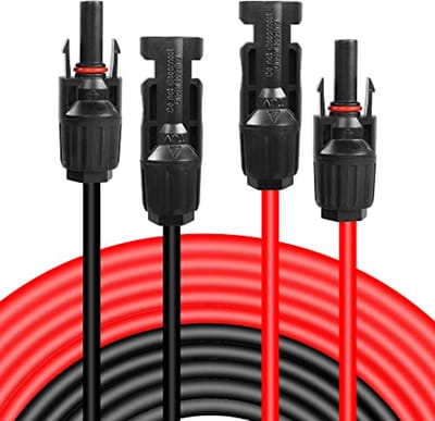 Zonnepaneel Verlengkabel - Adapterset Fotovoltaïsch - Energie Opwekken - Stabiel Zelfvergrendelend - 10AWG 6mm² - Rood Zwart