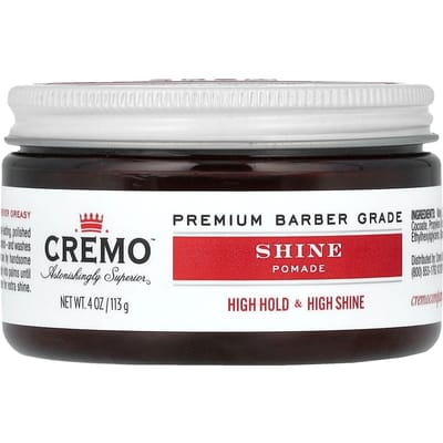Cremo, Shine Pomade, High Hold & High Shine, 4 oz (113 g) white
