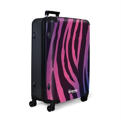 NoBoringSuitcases.com® - Koffer groot - Reiskoffer lichtgewicht - Zebra print met roze en paars - Rolkoffer met 4 wielen - Grote trolley XL - 98 liter bagage