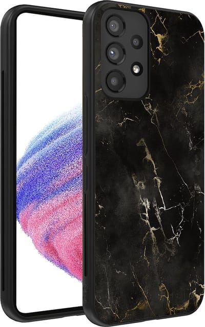Smartphonica Telefoonhoesje voor Samsung Galaxy A53 5G met marmer opdruk - TPU backcover case marble design - Zwart geschikt voor Samsung Galaxy A53 5G