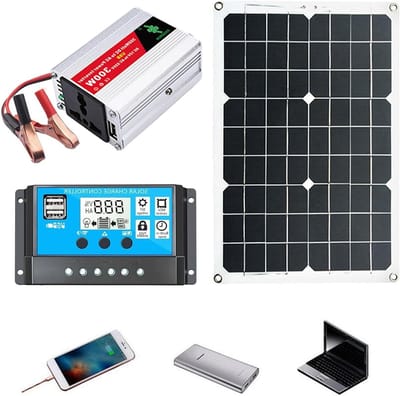 Draagbare Zonnegenerator - Zonne Generator Kit - Stroomvoorziening Buiten - Pure Sine Wave - 300W - Zwart