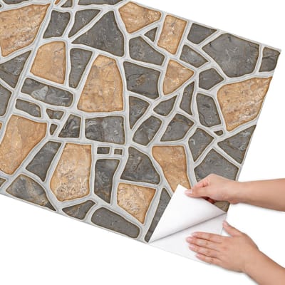 Coloray Meubel Wrap Folie - Bruin Meubelfolie - 75x150 cm - Wrapfolie Keuken Steenpatroon - Decoratiefolie - Rustiek Meubelfolie - Meubel Wrap Folie - Woonkamer decoratie - Texturen