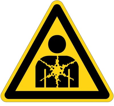 Gezondheidsgevaar waarschuwingsbord - W071 | gecoat dibond materiaal | 15 cm