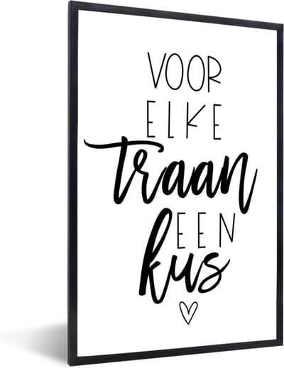 Fotolijst incl. Poster - Beterschap - Quote - Hartjes - Kus - 40x60 cm - Posterlijst