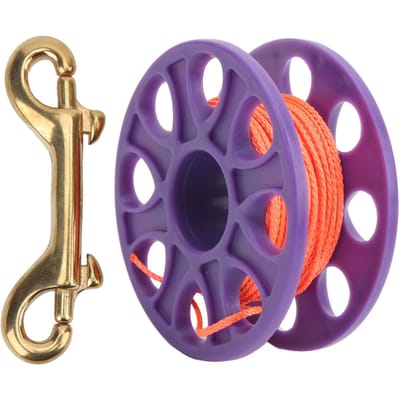 Bobine de plongée en plastique Empêche l'enroulement Léger Bobineau pour doigts de plongée avec mousqueton en cuivre pour plongée en grotte Pêche 59.0ft Purple