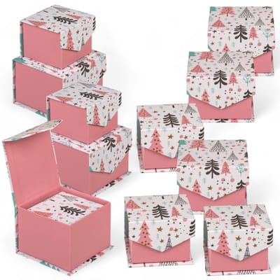 Dailygoody - Kleine Geschenkdozen - Perfect voor Souvenirs - Opklapbaar - Roze-Wit-Mint - Geldgeschenkverpakking - 12-Delige Set - Voor Elke Gele