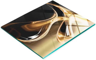 Decoratieve glazen snijplank voor in de keuken met afbeeldingen van vloeibaar goud, 60x52 cm