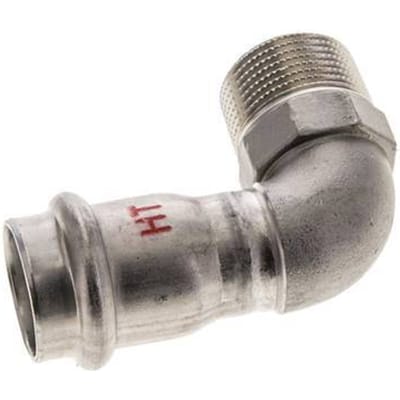 90 graden L-Perskoppeling - 22mm Persmof & R 3/4'' Buiseinde - RVS