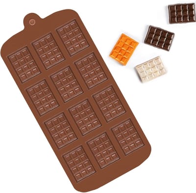 Mini siliconen chocoladevorm, 12-gaats fondantvorm met antiaanbaklaag, gemakkelijk uit de vorm te halen, geschikt voor de thuisproductie van chocolade, praline, snoep, wafels, taartdecoratie