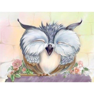 5D DIY diamant schilderij cartoon uil volledige ronde diamant borduurwerk kruissteek strass 20X30CM gray