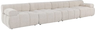 Vente-unique Modulaire vijfzitsbank van beige gemêleerde stof FACIVIL