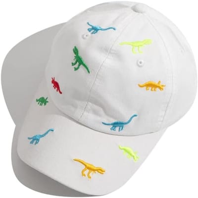 Dailygoods - 2-6 Jaar Kinderen Zomer Baseball Cap Dinosaurus Cap Ademend Comfort Katoen Zonnehoed Outdoor Hoed Verstelbare Baseball Cap Voor Jongen Meisje Baby Golf Cap Sport Snapback Cap Anti-Uv Zomer Hoed, Wit