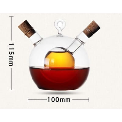 2-in-1 Dubbellaagse Fles Saus Olie Azijn Glazen Fles Condiment Kruiden Verzegeld Keuken Opbergflessen Potten Keukengereedschap brown