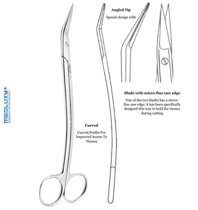 Medluxy - Verbandschaar Dean - naar boven gehoekt - 17cm - RVS - EHBO Medische schaar - Verpleegkundige en Artsen - Verpleegkunde - Chirurgische Schaar - Tandvleesschaar - Keelamandel schaar