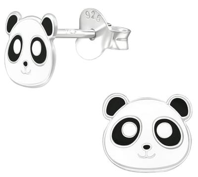 Joy|S - Zilveren panda oorbellen - 7 x 6 mm