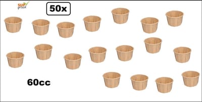 50x Sausbakje souffle kraft 60cc - papier composteerbaar saus mayonaise ketchup mosterd bakje eten food