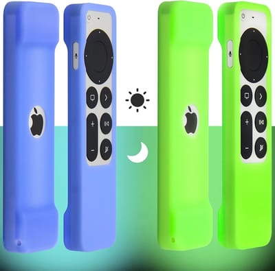 2-Pack Glow-in-the-Dark Afstandsbediening Hoes voor Apple TV Siri Remote - Inclusief Lanyard, Antislip Bescherming, Geschikt voor 2e Generatie