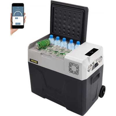VEVOR Compressor Koelbox 50L met app-bediening en wielen voor gebruik onderweg, -20 tot 20°C, 12/24V DC en 120/240V AC, draagbare auto-koelkast met USB-poort voor kamperen, camper, boot en vrachtwagen