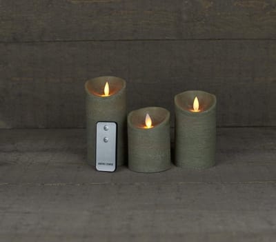 Batterijverlichting Kaarsen - Decoratieve Vlam - Sfeervol Huis - Bewegende Vlam - 3 Stuks - Grijs