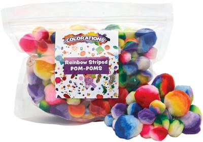 Colorations knutsel pompons regenboog gestreept - 180 stuks multi kleuren.