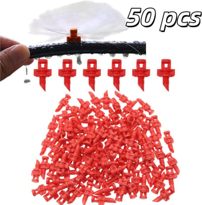 50 stuks - Irrigatiemondstuk - Sproeier met meerdere hoeken - Waterkop - Wateruitlaataccessoires - 13*4*21 mm - Voor tuinonderhoud en irrigatie - Rood