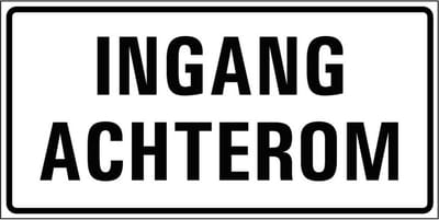 Ingang achterom sticker 400 x 200 mm