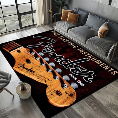 27 Stijl Nieuwe Fender Retro Gitaar Instrumenten Muziek 3D Tapijt Kleed voor Woonkamer Slaapkamer Huis Sofa Decoratie, Antislip Vloermat 40x60cm( 15x23in )
